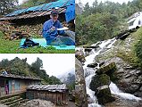 Rolwaling 03 02 Trek Shakpa Kharka To Gyalche Kharka After an early lunch, the trail from Shakpa Kharka (2660m) took 75 minutes to climb to Gyalche Kharka (2990m), passing another beautiful waterfall.